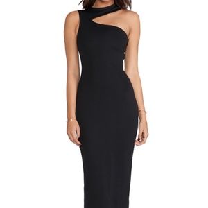 AQAQ one shoulder black dress